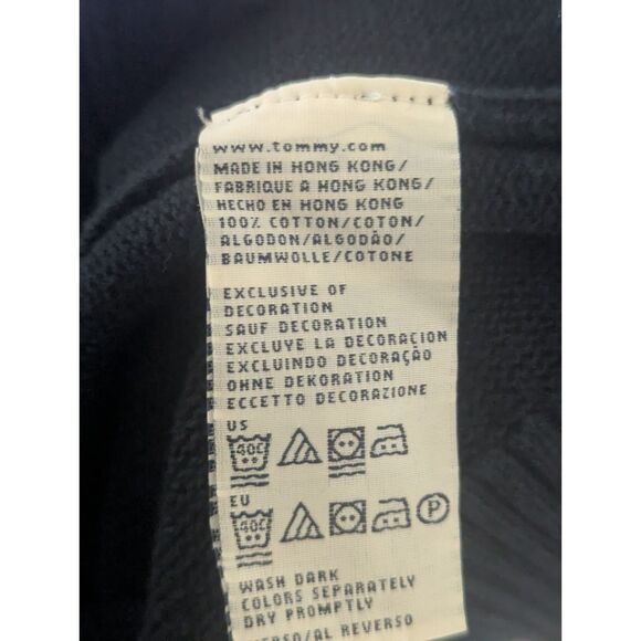 Vintage Tommy Hilfiger Crest 1/4 Zip Pullover Sweater M Men's Black Knit - Picture 3 of 5